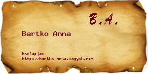 Bartko Anna névjegykártya
